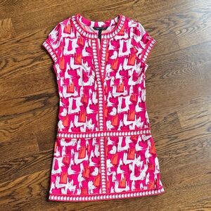 Bright Pink Vintage BCBG Abstract Print Shift Mini Dress